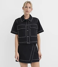 Topstitched Swing Jacket