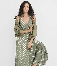 Dotted Godet Midi Dress