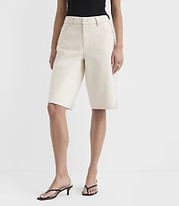 Rivete Petite Curvy High Rise Denim Bermuda Shorts Ivory