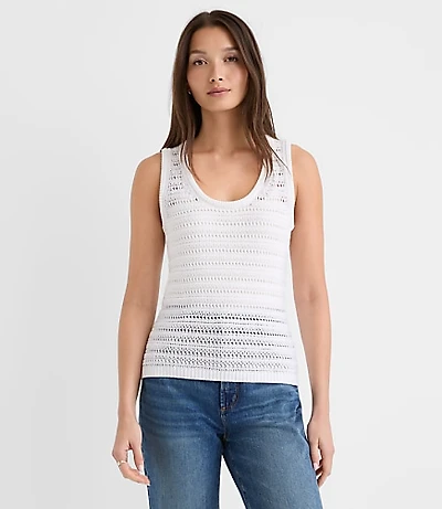 Petite Pointelle Scoop Neck Sweater Tank Top