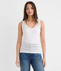 Petite Pointelle Scoop Neck Sweater Tank Top