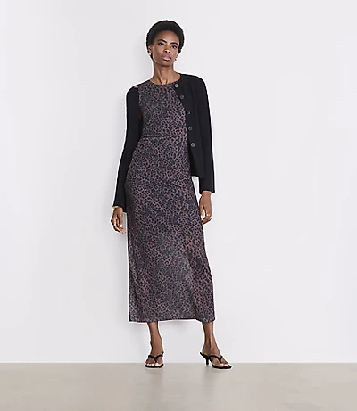 LOFT Versa Leopard Print Mesh Maxi Dress