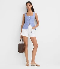 Striped Linen Cotton Cutaway Pocket Vest