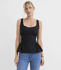 Poplin Seamed Peplum Top