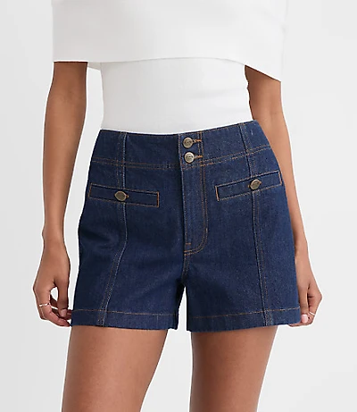 Rivete Curvy Double Shank High Rise Denim Shorts Nova Wash