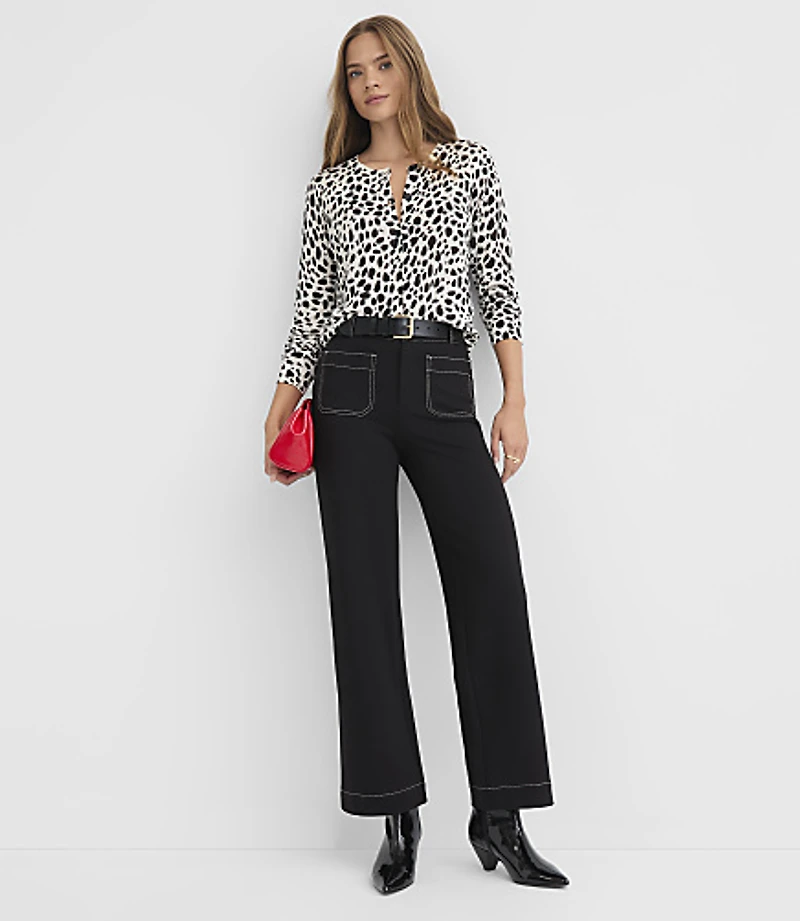 Palmer Wide Leg Pants Topstitched Ponte