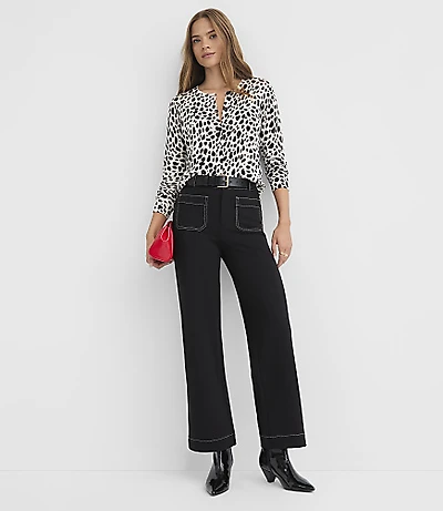 Palmer Wide Leg Pants Topstitched Ponte