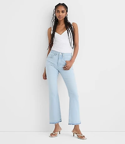 Rivete Tall Unpicked High Rise Kick Crop Jeans Wave Wash