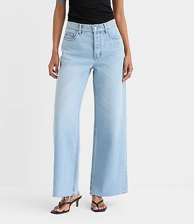 Rivete Petite Curvy Fresh Cut High Rise Relaxed Wide Leg Jeans Wave Wash