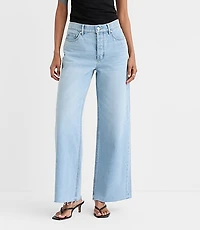 Rivete Petite Curvy Fresh Cut High Rise Relaxed Wide Leg Jeans Wave Wash