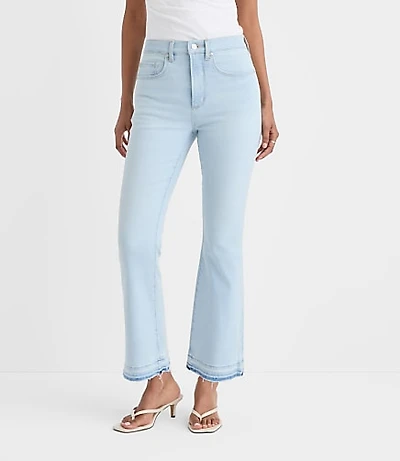 Rivete Curvy Unpicked High Rise Kick Crop Jeans Wave Wash