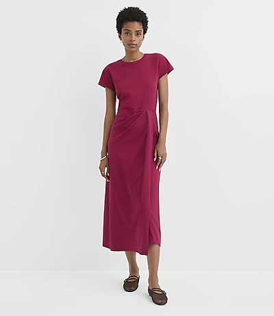 Jersey Pleated Column Midi Dress