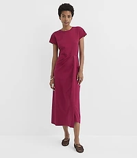 Jersey Pleated Column Midi Dress
