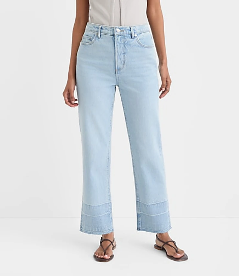 Rivete Tall Curvy Unpicked High Rise Straight Jeans Wave Wash