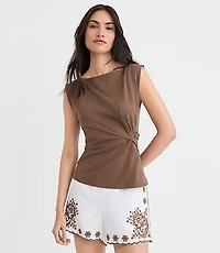 Petite Knotted Boatneck Top