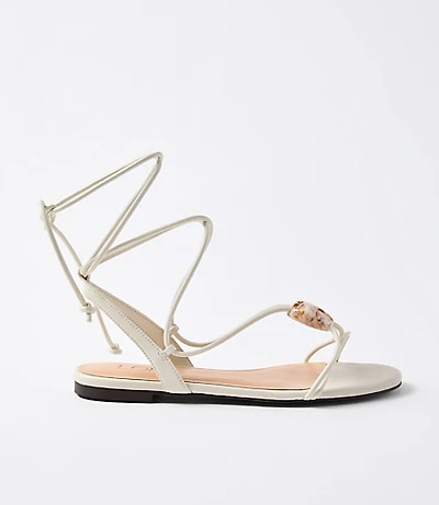 Resin Trim Lace Up Sandals