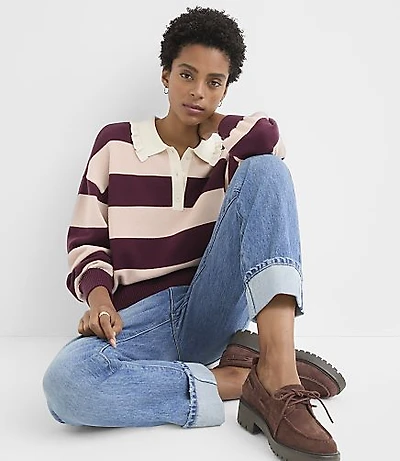 Rugby Stripe Ruffle Collar Sweater