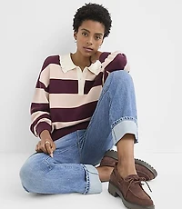 Rugby Stripe Ruffle Collar Sweater
