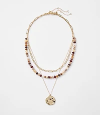 Coin Beaded Layered Necklace Set