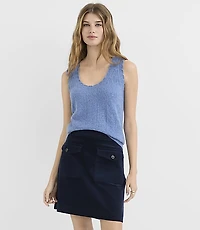 Petite Heathered Scalloped Pointelle Sweater Tank Top