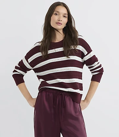 Petite Striped Stitchy Sweater