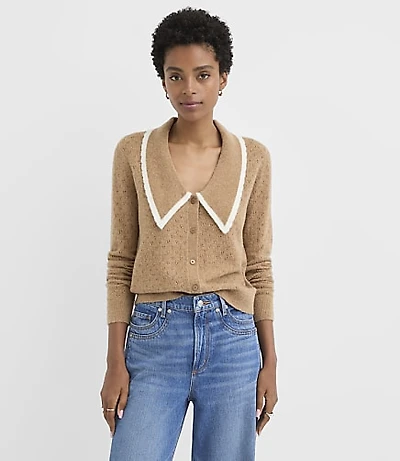 Pointelle Sailor Collar Cardigan