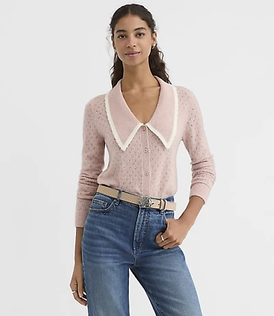 Pointelle Sailor Collar Cardigan