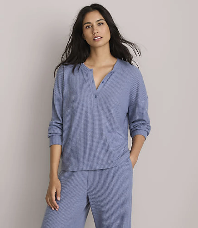 Lou & Grey Brushed Waffle Henley Pajama Top