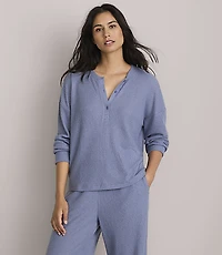 Lou & Grey Brushed Waffle Henley Pajama Top