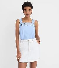 Floral Eyelet Tank Top