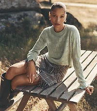 Tall Plaid Fringe Mini Wrap Skirt