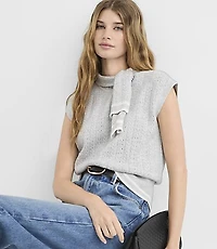 Heathered Pointelle Scarf Sweater