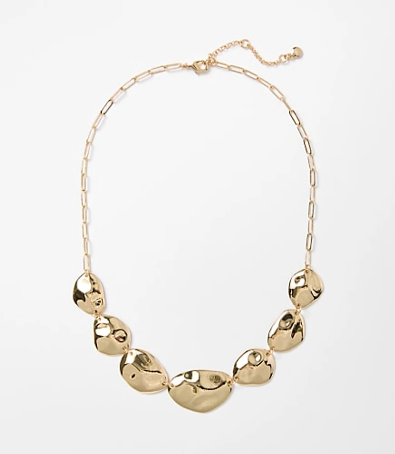 Molded Metal Circle Statement Necklace