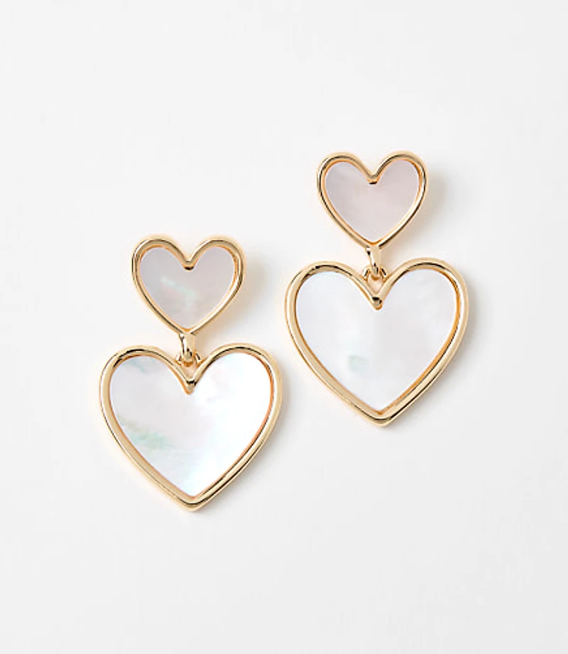 Mother Of Pearl Heart Drop Earrings