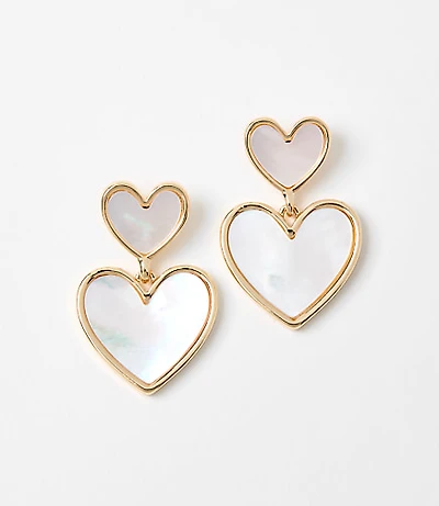 Mother Of Pearl Heart Drop Earrings