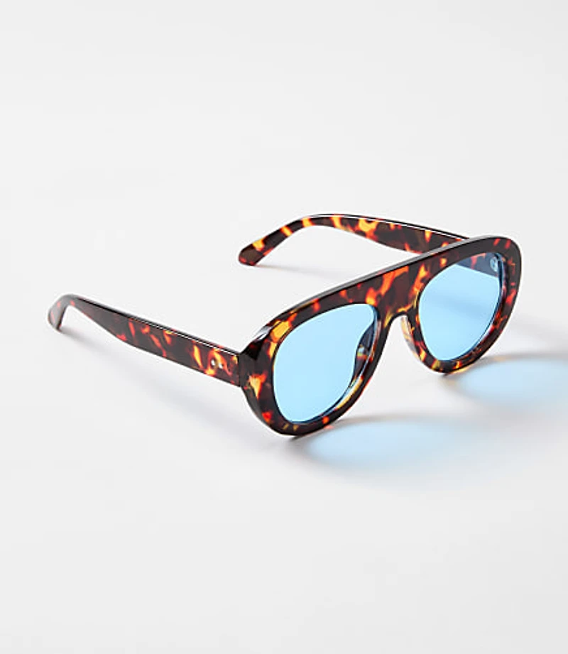 Tortoiseshell Print Shield Sunglasses