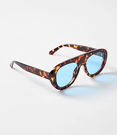 Tortoiseshell Print Shield Sunglasses