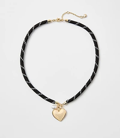 Pearlized Heart Rope Necklace