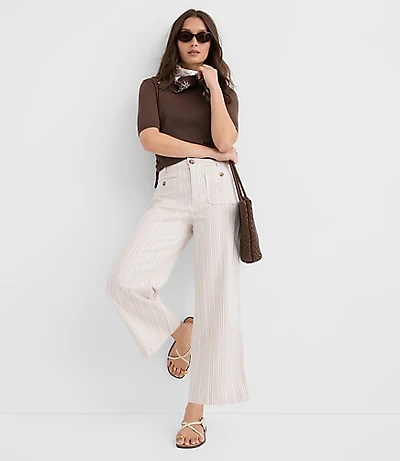 Palmer Wide Leg Crop Pants Stripe