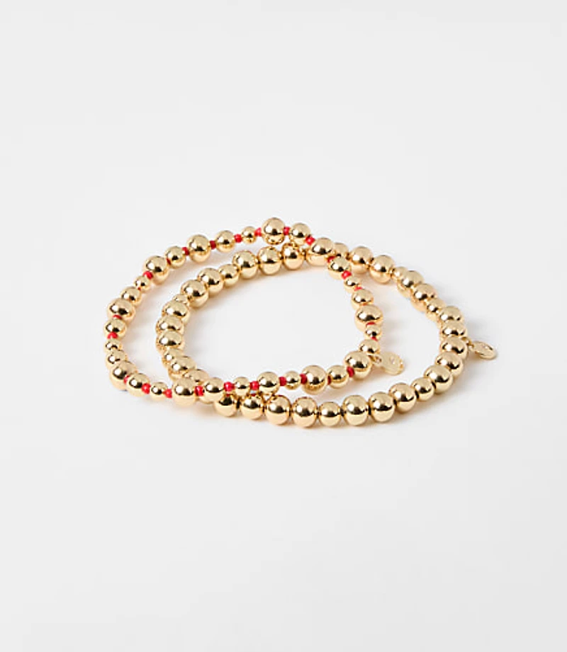 Metallic Beaded Stretch Bracelet Set