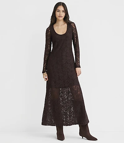 Lace Scoop Neck Maxi Dress