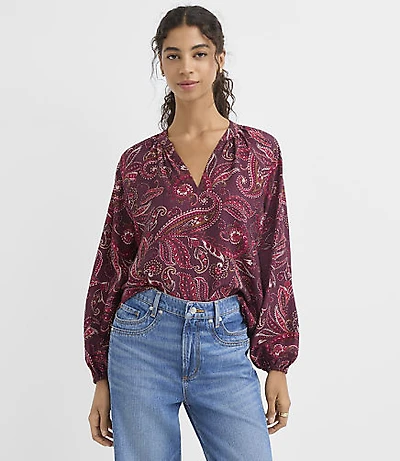 Paisley Split Neck Blouse
