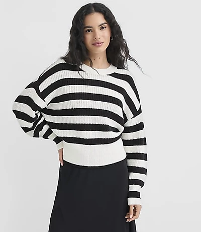 Striped Ribtrim Dolman Sweater