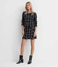 Windowpane Wrap Mini Skirt