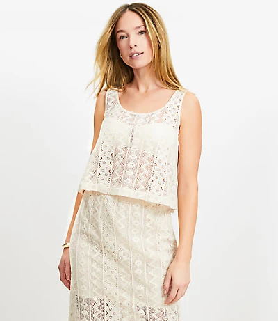 LOFT Beach Geo Crochet Tank Top