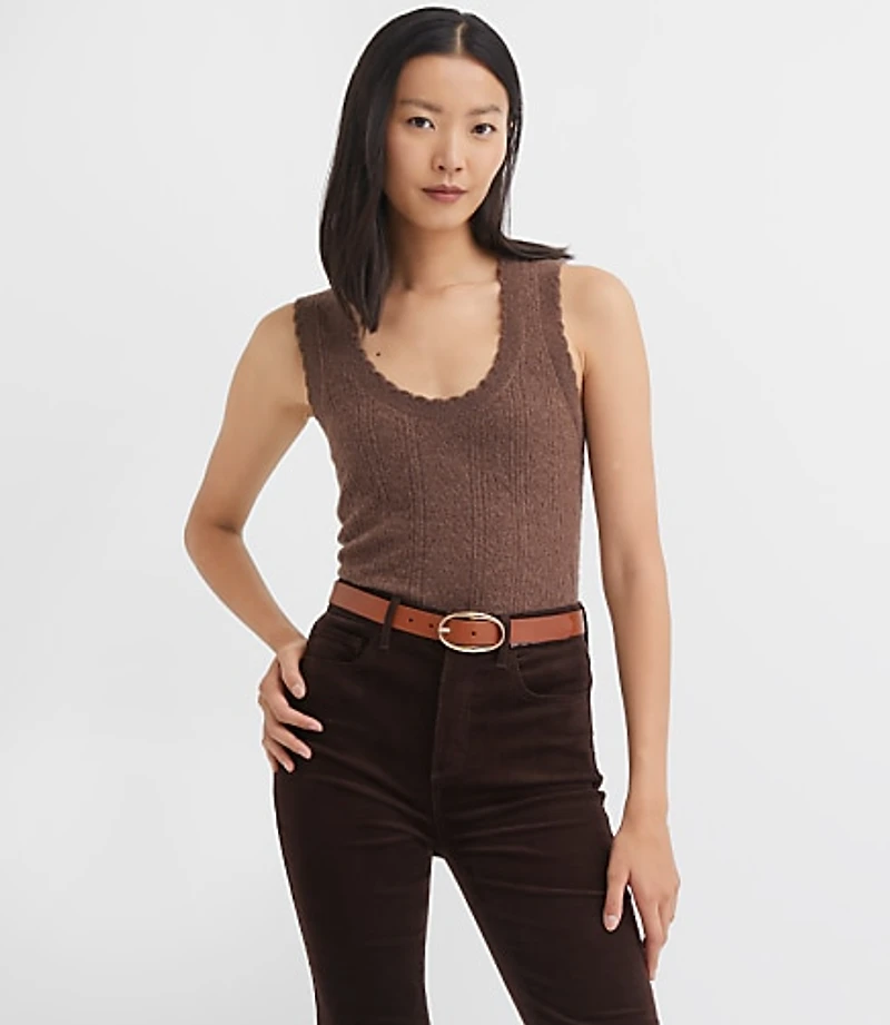 Scalloped Pointelle Sweater Tank Top