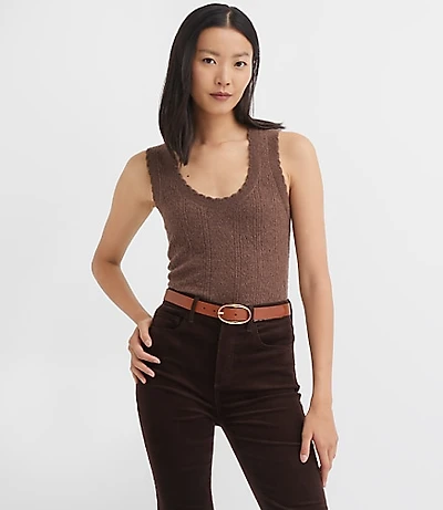 Scalloped Pointelle Sweater Tank Top