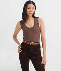 Scalloped Pointelle Sweater Tank Top