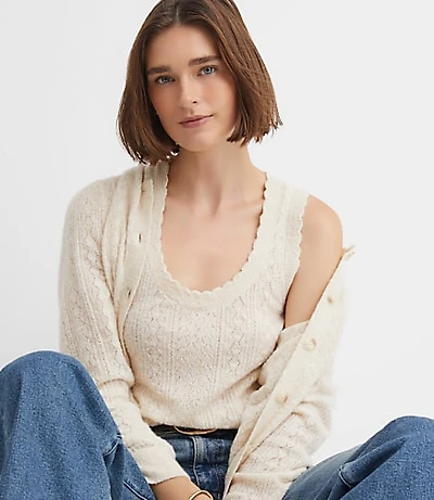 Scalloped Pointelle Sweater Tank Top