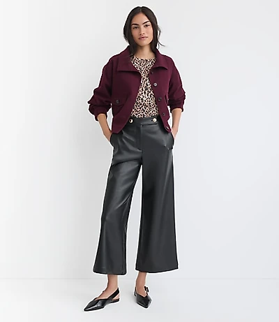 Wide Leg Culottes Faux Leather